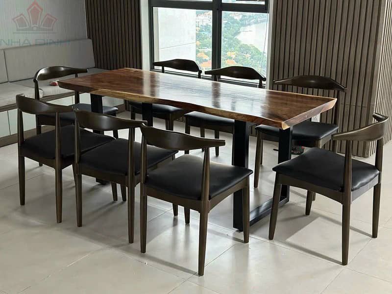 Bàn ăn 8 ghế gỗ hiện đại gỗ tự nhiên