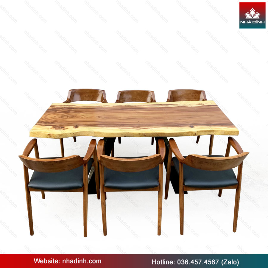Bộ bàn ăn gỗ Me Tây nguyên tấm