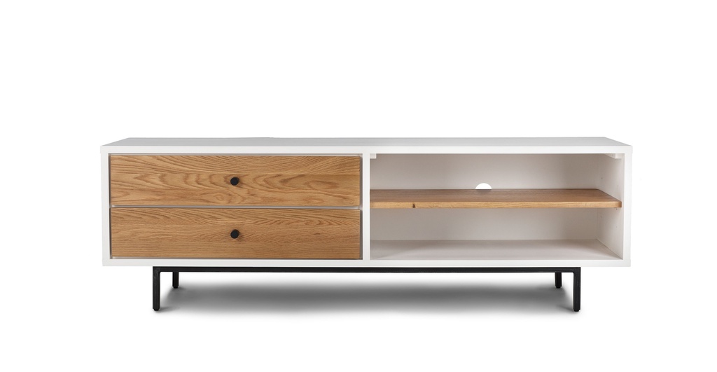 Tủ Tivi Gỗ Sồi Sơn Trắng Dài 160 Cao 50 Sâu 45 (cm)