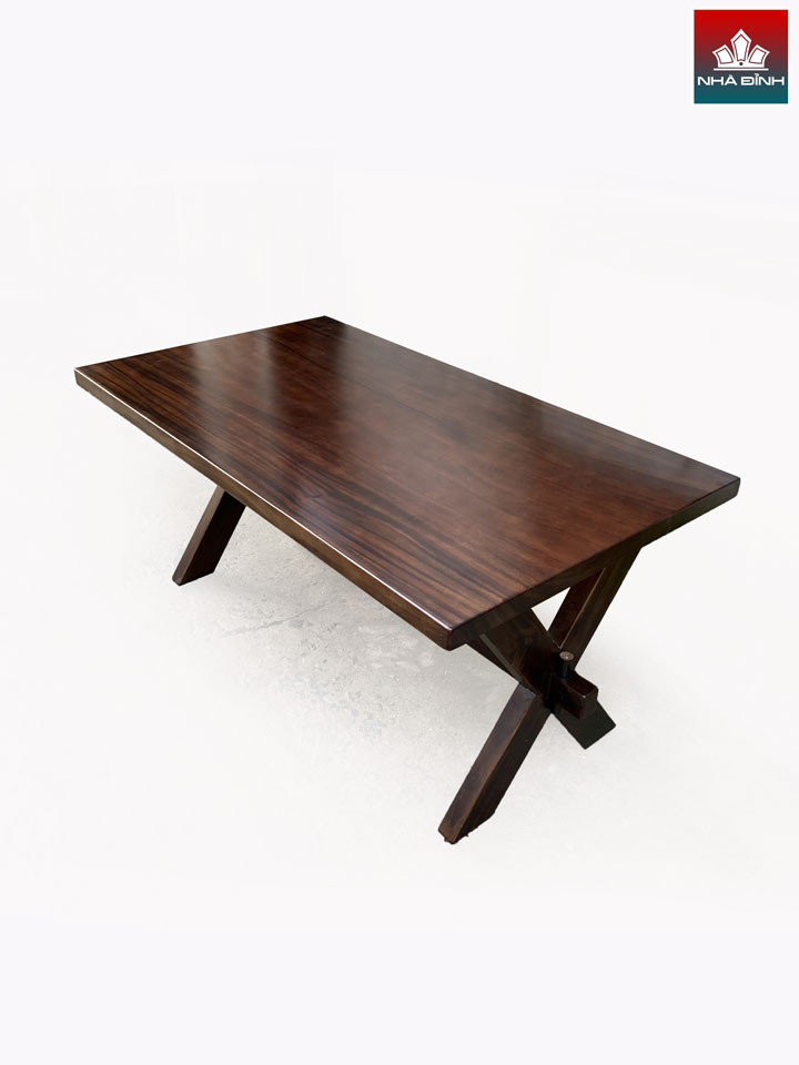 Bàn Ăn Gỗ Me Tây Sơn Màu Óc Chó Dài 159 Rộng 89 Dày 5 Cao 75 (cm)