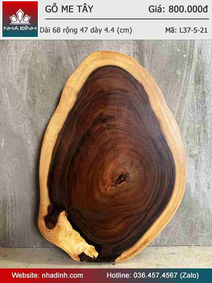 Mặt Bàn Gỗ Me Tây Nguyên Khối Dài 68 Rộng 47 Dày 4,4 (cm)