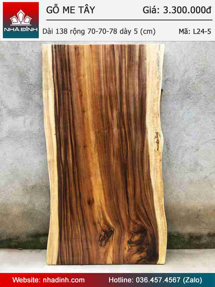 Mặt Bàn Ăn Gỗ Me Tây Nguyên Khối Dài 138 Rộng 70-70-78 Dày 5 (cm)