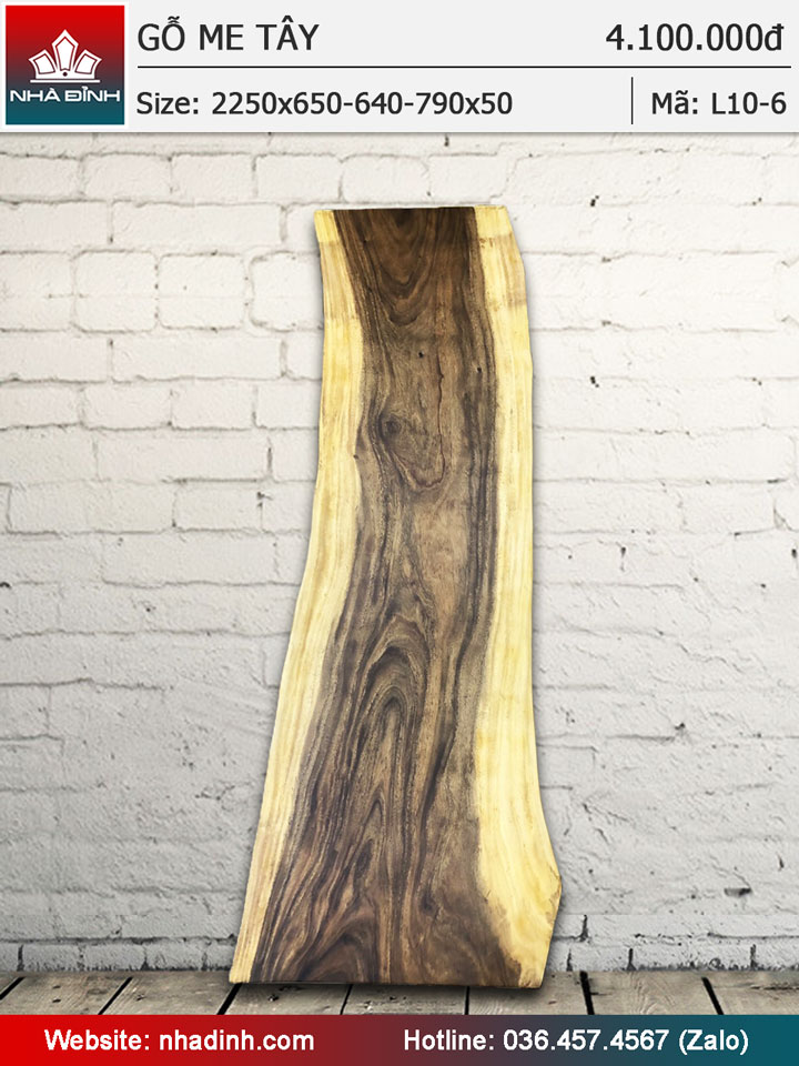 Mặt bàn gỗ Me Tây nguyên tấm dài 225 rộng 65-64-79 dày 5 (cm)