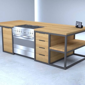 [OAKBDB26] Bàn Đảo Gỗ Sồi (Oak) Cao 92 Rộng 300 Sâu 130 (cm)