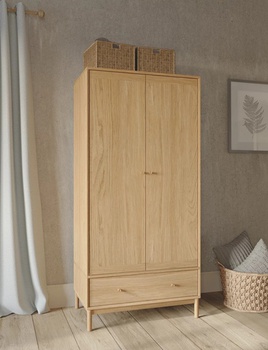 [OAKTQA13] Tủ Quần Áo 2 Cánh Gỗ Sồi (Oak) Cao 185 Rộng 90 Sâu 55 (cm)