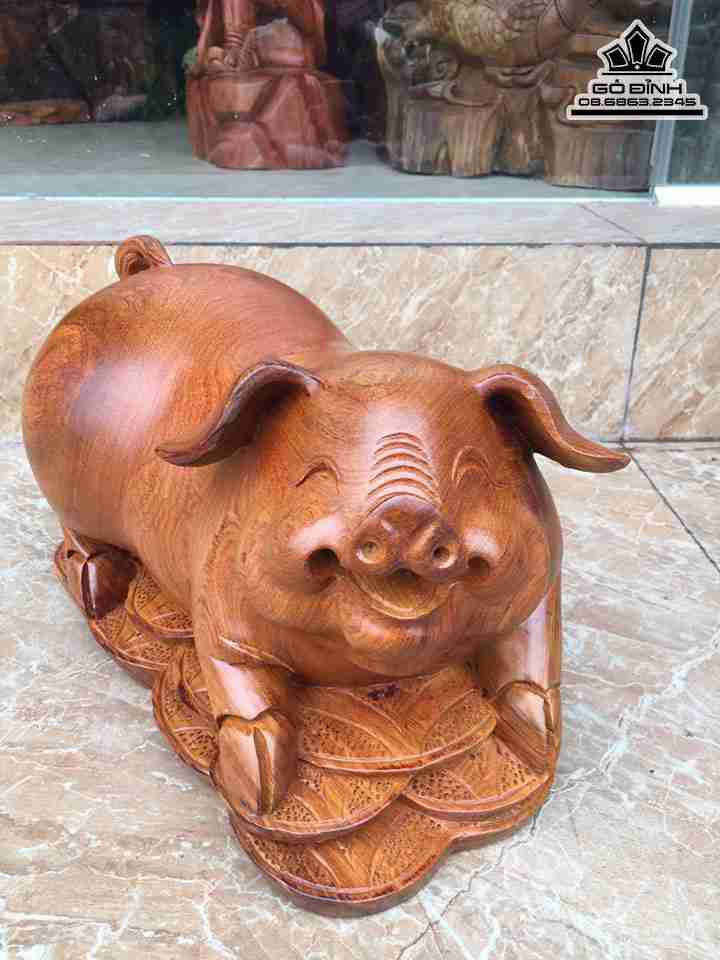 Tượng Heo Phú Quý Gỗ Hương 