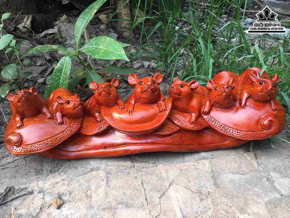 Tượng Chuột Phú Quý Gỗ Hương 
