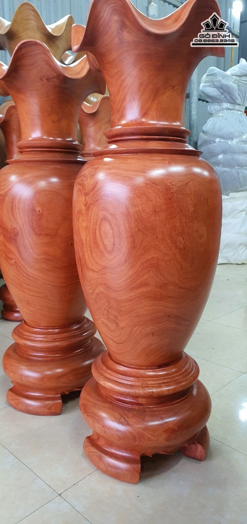 Cặp Lục Bình Gỗ Hương Đỏ Cao 127 Đường Kính 45 (cm) 0