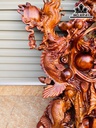 Tượng Ngũ Ngư Hóa Rồng Phong Thủy Gỗ Hương Cao 120 Ngang 75 Sâu 60 (cm)