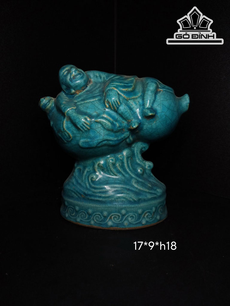 Tượng Di Lặc Gốm Tàu Cao 17 Ngang 9 (cm)