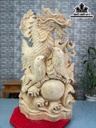 Tượng Cá Chép Hóa Rồng Gỗ Ngọc Am Cao 85 Ngang 48 Sâu 18 (cm)