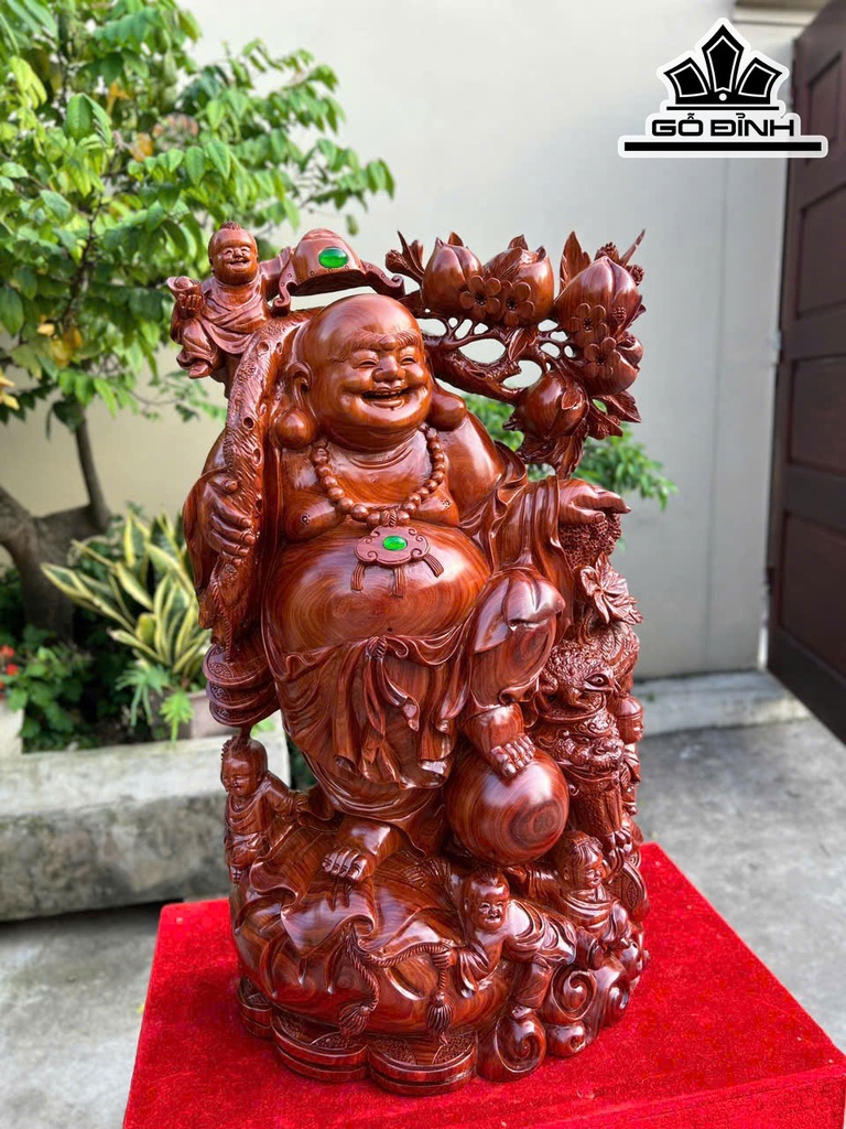 Tượng Phật Di Lặc Ngũ Phúc Gỗ Cẩm Cao 72 Ngang 42 Sâu 20 (cm)