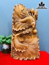 Tượng Cá Xiêm Đôi Gỗ Ngọc Am Cao 61 Ngang 35 Sâu 15 (cm)