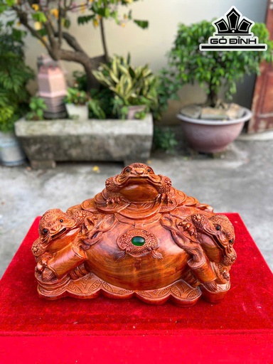 Tượng Tam Cóc Ngậm Tiền Gỗ Hương Cao 28 Ngang 42 Sâu 21 (cm)