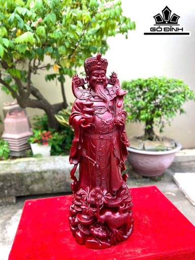 Tượng Thần Tài Gỗ Tử Đàn Cao 58 Ngang 23 Sâu 20 (cm)