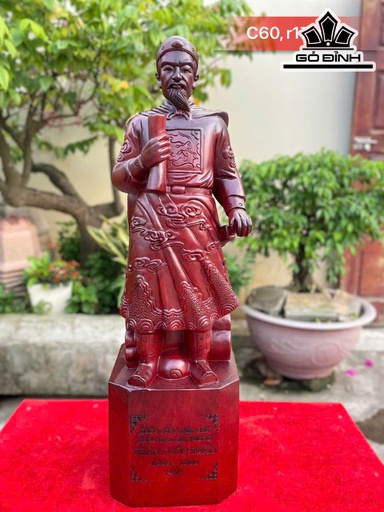 Tượng Trần Quốc Tuấn Gỗ Tử Đàn Cao 60 Ngang 17 Sâu 16 (cm)