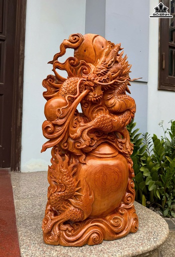 Tượng Rồng ( Nhất Long ) Chấn Bình Gỗ Ngọc Am Cao 77 Ngang 39 Sâu 18 (cm)
